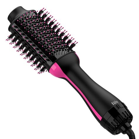 Amazon.com : Hair Dryer and Blow Dryer Brush in One, 4 in 1 Hair Dryer and Styler Volumizer with Negative Ion Anti-frizz Ceramic Titanium Barrel Hot Air Straightener Brush 75MM Oval Shape, Black/Pink : Beauty & Personal Care Hair Brush Dryer, Brush Dryer, Blow Dryer Brush, Salon Blowout, Purple Shampoo And Conditioner, Straightener Brush, Dryer Brush, Real Hair Extensions, Blow Dry Brush