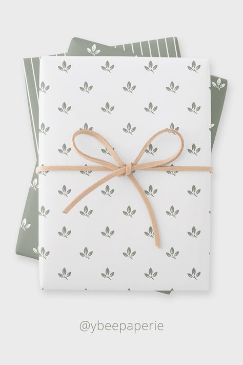 Gift wrapping paper sheets with modern sage green leaf pattern design and pinstripes. Elegant gift wrapping paper design by y.BEE PAPERIE  #giftwrapping #wrappingpaperdesign #zazzle #wrappingpaperdesignpattern #sagegreen
#printablewrappingpaper Paper Quilling Animals, Gift Box Packaging Ideas, Gift Wrapping Paper Design, Black And White Scrapbook, Box Packaging Ideas, Paper Patterns Design, Printable Wrapping Paper, Leaf Pattern Design, Patterns Black And White