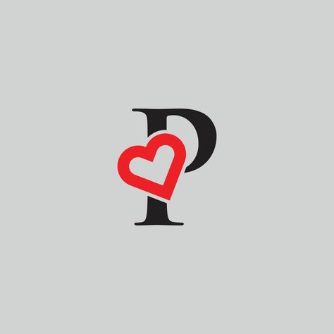 Logo Heart Letter P. Beautiful vector love logo design. P love outline creative letter design P Love Images, P Letter Logo Design, Love Keyboard, Love Logo Design, Ganesha Artwork, Logo P, P Letter, P Tattoo, Love P