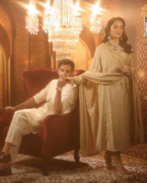 Wahaj Ali And Yumna Zaidi, Royal Pic, Wahaj Ali, Yumna Zaidi, Desi Love, Wedding Photoshoot Props, Indian Bride Outfits, Pak Drama, Royalty Aesthetic