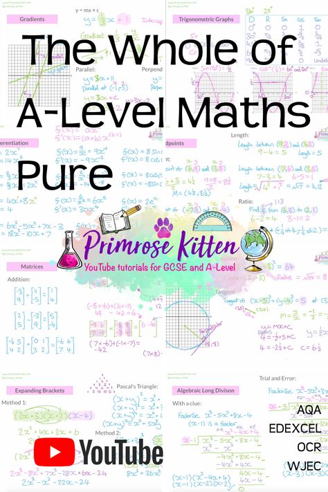 Thie video takes you through all the pure skills you need for your A-Level maths, use it for revision or to prepare for your test or exam! A Level Maths Revision Notes, As Level Maths Notes, A Level Maths Revision, A Level Maths Notes, Alevel Maths, A Level Maths, Igcse Maths, A Level Revision, Organization Notes