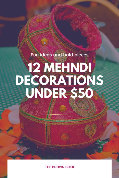 Indian Wedding Diy Decor, Mehendi Party Decoration At Home, Mendhi Party Decor, Diy Hindu Wedding Decorations, Mendi Decoration Ideas, Mehndi Table Decorations, Diy Mehndi Decor Ideas At Home, Mehendi Party Ideas, At Home Mehendi Decor