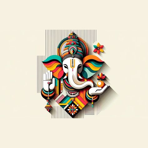 Hanuman Modern Art, Ganpati Poster Design Background, Ganapati Decoration Themes, Ganapati Poster Design, Ganesh Graphic Design, Cute Ganesha Illustration, Images Of Lord Ganesha, Ganesh Ji Abstract Painting, Ganesha Poster Design