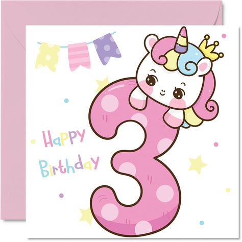 Baie Geluk, Happy Birthday Baby Girl, 3rd Birthday Card, Birthday Wishes Girl, Condolences Quotes, Unicorn Birthday Card, Happy Birthday Niece, Happy Birthday Illustration, Birthday Cards For Niece