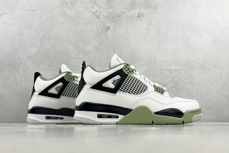 OG Pure Original Jordan Air Jordan 4 "Oil Green" Sage Sea Salt White/Green/Black Item number: AQ9129 103 Eur Sizes: 40, 40.5, 41, 42, 42.5, 43, 44, 44.5, 45, 46, 47.5 #aj4 #airjordan4 #Whatsapp:+86 130 2473 0673 Sage Green Jordan 4’s, Green Jordans, Original Air Jordans, Jordan 4’s, Green Sage, Jordan Air, Air Jordan 4, Sea Salt, White Green