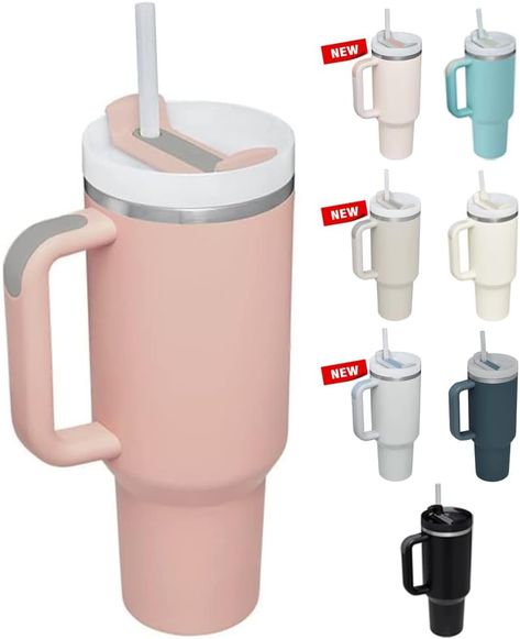 STEEL SIPPER 40oz Stainless Steel Vacuum Insulated Tumbler with Straw and Lid & Handle, Travel Coffee Mugs Cups for Hot Drinks with Handle and Straw Insulated Water Bottle Iced Coffee Cup (Pink Dust) Drink Containers, Drinkware Accessories, Iced Coffee Cup, Iced Drinks, Travel Coffee Mugs, Coffee Tumbler, Insulated Cups, Travel Items, Amazon Products