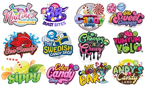 I will design creative candy, sweets, chocolate, bakery, and food logo Snack Logo Design Ideas, Candy Logo Design Ideas, Sweet Treats Logo, Freelance Invoice, Sweets Chocolate, Candy Logo, Food Bakery, Logo Design Ideas, Food Logo