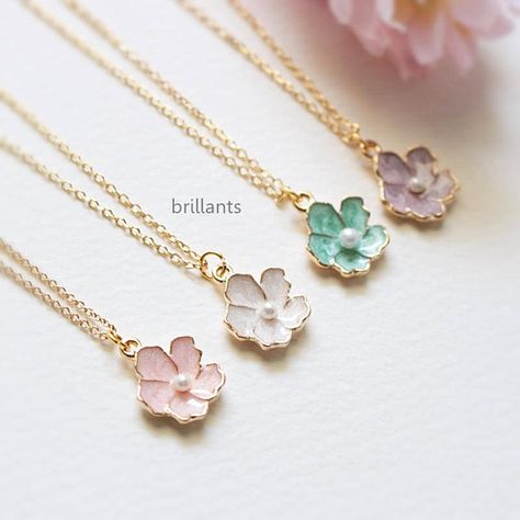 Sakura Necklace, White Sakura, Cherry Blossom Necklace, Flower Girl Necklace, Flower Girl Jewelry, Girl Necklace, Accesories Jewelry, Necklace For Her, Necklace Flower