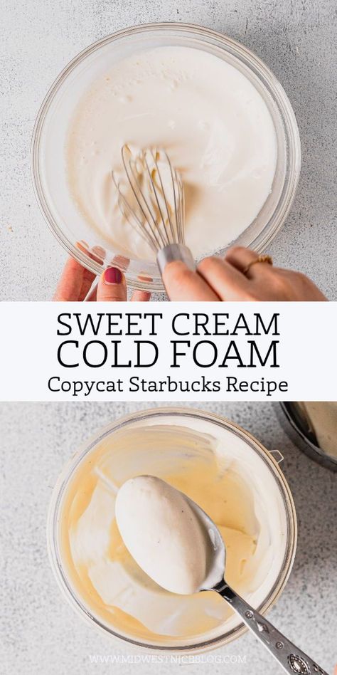 Homemade Cold Foam, Homemade Cold Brew Coffee, Sweet Cream Cold Foam, Cream Cold Foam, Nespresso Recipes, Copycat Starbucks Recipes, Cold Foam, Starbucks Drinks Recipes, Coffee Drink Recipes