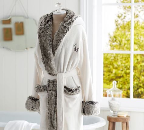 15 Monogrammed Gifts For the Girl Who Has Everything Terry Cloth Robe, Gray Ombre, Grey Ombre, Cute Pajamas, Sleepwear Robe, Angelina Jolie, Brad Pitt, Kimonos, Fur Trim