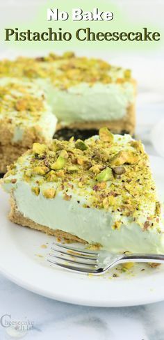 Easy Pistachio Dessert, No Bake Pistachio Cheesecake, Pistachio Cheesecake Recipe, Pistachio Macaron, Pistachio Dessert, Pistachio Cheesecake, Pistachio Recipes, Baked Cheesecake Recipe, Pistachio Cake