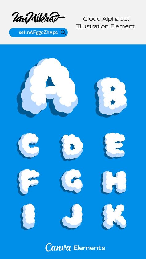 Cloud Alphabet Illustration Element

Create unique Canva designs with this set of hand-drawn cloud alphabet illustrations. Use them to add a touch of whimsy to your social media posts, blog posts, or website Cloud Font Canva, Aesthetic Logo Design Ideas Canva, Cloud Typography Design, Canva Fonts Elements, Canva Inspo Design, Canva Font Elements Keyword, Canva Alphabet Element Keyword, Keyword Canva Font, Canva Keywords Font