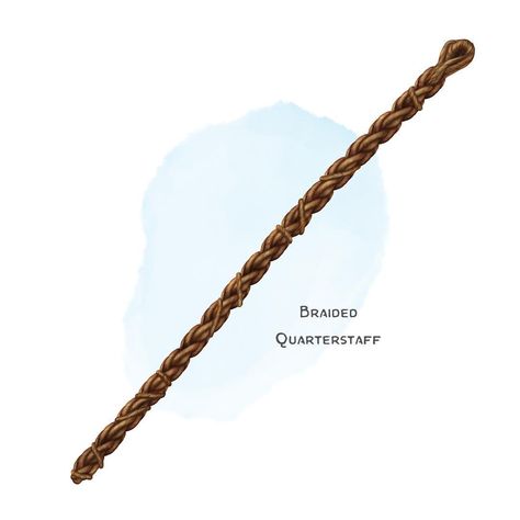 ⚔️ 𝗡𝗲𝘄 𝗶𝘁𝗲𝗺! Braided Quarterstaff Weapon (quarterstaff), uncommon ___  This magical quarterstaff is made of a tightly-knit length of… Arcane Focus, The Griffon's Saddlebag, Griffon's Saddlebag, Dnd Druid, Love Stick, Dnd Items, Magical Items, D D Items, Arm Art