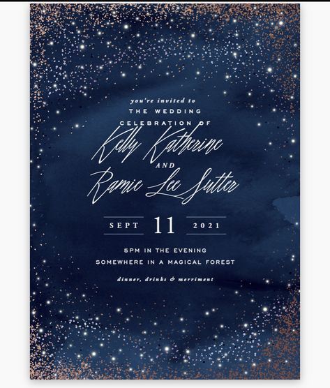 from Minted Night Sky Wedding, Sparkling Night, Wedding Invitations Unique, Galaxy Party, Starry Night Wedding, Foil Stamped Wedding Invitations, Foil Pressed Wedding Invitations, Celestial Wedding, Wedding Favor Stickers