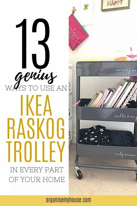 IKEA Raskog trolley ideas - these are a fantastic way to organise and display accessories and tools in your home. Every room can benefit from one - and these ideas are great inspiration to try Storage Ideas For Bedrooms, Ikea Raskog Trolley, Ikea Trolley, Organizing Aesthetic, Ideas For Bathrooms, Home Organisation Tips, Ideas For Bedrooms, Bathroom Organization Hacks, Ikea Raskog