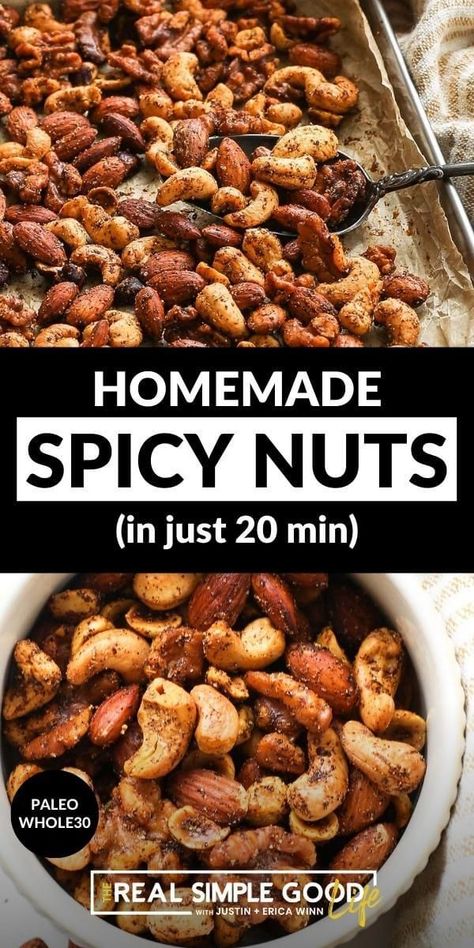 Spicy Nuts Recipe, Roasted Nuts Recipe, Spiced Nuts Recipe, Seasoned Nuts, Spicy Nuts, Whole 30 Snacks, Trail Mix Recipes, Low Histamine, Nut Snacks