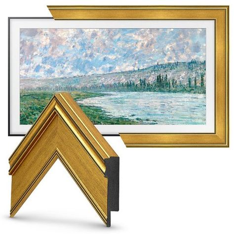 Deco TV Frames Deco Premiere Bezel for Samsung the Frame TV 50" Antique Gold FRM-SF-D5179-50-2021 - Best Buy Tv The Frame, Picture Frame Tv, Deco Tv, Tv Frames, Samsung The Frame Tv, Rustic Transitional, Mirror Tv, Samsung The Frame, The Frame Tv