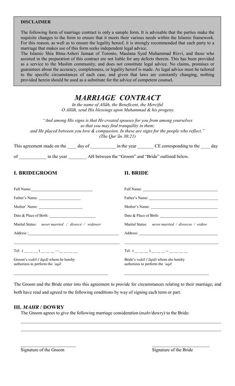 Marriage Agreement Contract, Wedding Agreement For Groom, Nikah Contract Template, Husband Application Form, Nikkah Contract Template, Boyfriend Contract, Marriage Contract Template, Fake Marriage Certificate, Nikah Contract