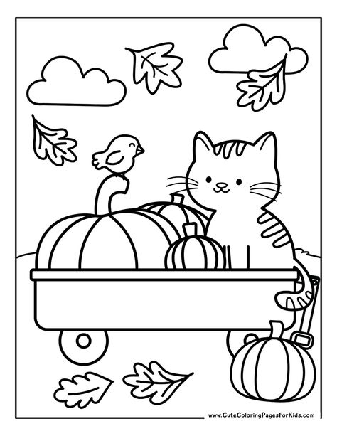 16 Fall Coloring Pages (Free Printable PDF Downloads) - Cute Coloring Pages For Kids Fall Coloring Pages Free Printable, Free Printable Fall Coloring Pages, Fall Coloring Sheets, Kindergarten Coloring Pages, Fall Coloring, Preschool Coloring Pages, Pumpkin Coloring Pages, Teacher Librarian, Coloring Pages Free Printable