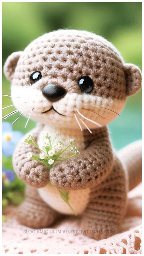 Otter Crochet Pattern Free, Otter Crochet, Crochet Otter, Amigurumi Projects, Crochet Pumpkins, Crochet Toys Free, Easy Crochet Animals, Crochet Teddy Bear Pattern, Confection Au Crochet