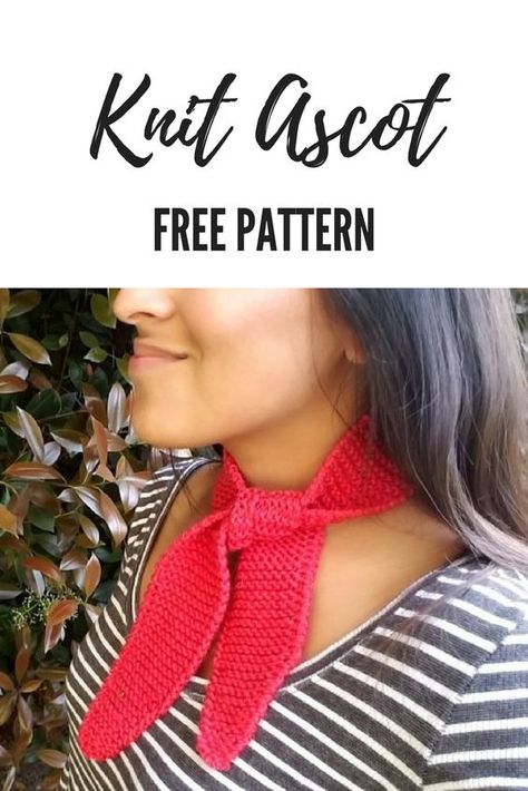 Crochet Ascot Free Pattern, Ascot Scarf Pattern Free Knitting, Crochet Neckerchief Free Pattern, Crochet Ascot, Knit Ascot, Spring Knitting Patterns, Ascot Pattern, Tie Pattern Free, Kerchief Pattern