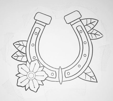 Horse Shoe Drawing Easy, Horseshoe Drawing, Horse Shoe Drawing, Horseshoe Tattoo, Shoe Drawing, Horse Shoe Tattoo, Western Tattoos, Drawings Ideas, Shoes Drawing