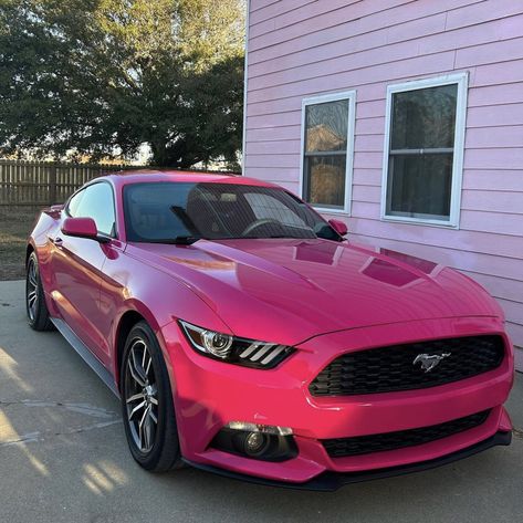 Mustang Mods, Pink Ford Mustang, Pink Mustang Gt, Girly Mustang, Hot Pink Mustang, Pink Mustang Wallpaper Iphone, Pink Wrapped Mustang, Black And Pink Mustang, Pink Convertible Mustang