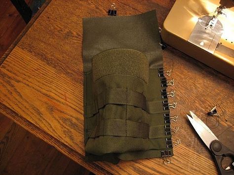 How to Sew Cordura Nylon and Webbing. Here's how to get set up for sewing 1000D Cordura nylon and mil-spec webbing for backpacks, camping and tactical gear. These heavy-duty materials can be a challenge but the pointers in this article will help. This article is intended for people who want to sew their own airsoft and paintball gear. Paintball Gear, Paintball Marker, Survival Bag, Molle Pouches, Mil Spec, Kydex, Paintball, How To Sew, Survival Gear