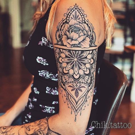 Beautiful 💕 . Tag Someone 👥 . Let's us know your opiniond in the comment section 💓 _____________________________________________ Credits @… Easy Half Sleeve Tattoos, Half Sleeve Tattoo Upper Arm, Mandala Tattoo Shoulder, Instagram Tattoos, Mandala Tattoo Sleeve, Tattoos For Women Half Sleeve, Upper Arm Tattoos, Tattoo Women, Shoulder Tattoos For Women