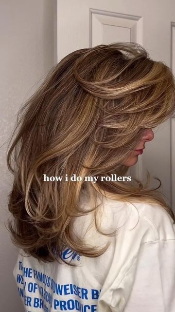 Rollers Hair Aesthetic, Hair Rollers For Blowout, What To Use Instead Of Hair Rollers, Jennifer Aniston 90s Hair Blowout, Velcro Rollers Placement, How To Do Your Hair With Rollers, How To Do 90s Blowout Hair With Rollers, Blowout Using Rollers, How To Make Hair Rollers