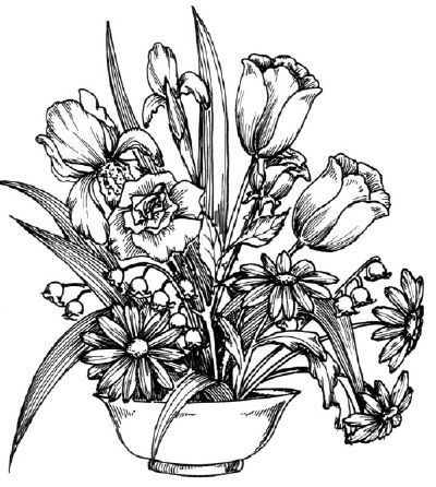 To draw a flower arrangement, examine the flower arrangement illustration carefully before proceeding to step 1. Flower Vase Drawing, Draw A Flower, Drawing Plants, Draw Flowers, Flower Image, Art Skills, Drawing Flowers, Plant Drawing, Nature Drawing