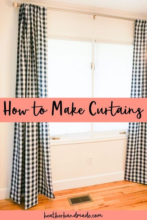 Learn how to make curtains with this easy sewing tutorial. Curtains are a great beginner sewing project because it’s only straight lines! One of the best parts about sewing is being able to make exactly what you want. I made the curtains for these windows, but it had been several years and I was ready for a change. I was able to do a little bit of math, find the exact fabric I wanted, and make curtains. I love making curtains because even though it’s a lot of fabric, it’s all straight lines! Creative Curtain Ideas, Advanced Sewing Projects, Gingham Curtains, Curtain Sewing Pattern, Make Curtains, Homemade Curtains, Plaid Curtains, No Sew Curtains, Diy T Shirt