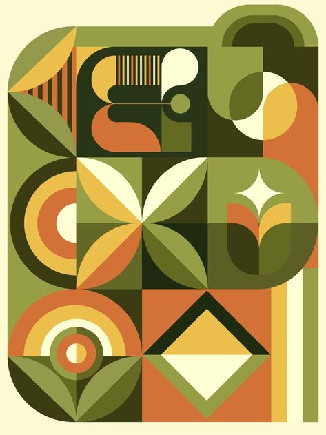 Geometric Poster Design, Geometric Shapes Art, Hemma Diy, Geometric Pattern Art, Geometric Design Art, Geometric Poster, Motif Vintage, Composition Design, Geometric Graphic