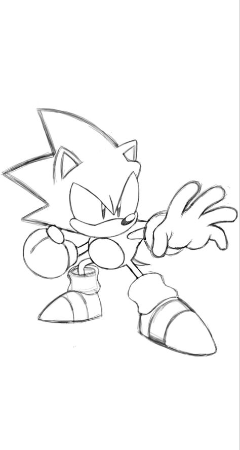 Sonic The Hedgehog Drawing Reference, Sonic Pencil Drawing, Classic Sonic Sketch, Sonic The Hedgehog Drawing Sketch, Video Game Sketches, Sonic Sketch Art, Shadow Sonic Drawing, Sonic Characters Fanart, Classic Sonic Fan Art