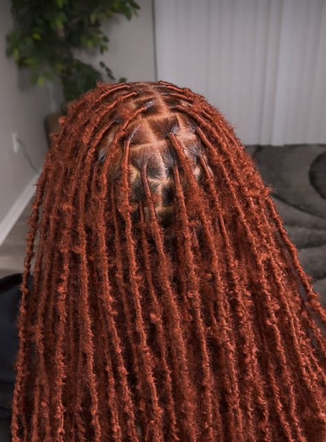 Ginger Locs Extensions, Auburn Faux Locs Black Women, Auburn Invisible Locs, Color 350 Faux Locs, Copper Hair Locs, Ginger Bohemian Locs, Auburn Soft Locs, Dark Red Faux Locs, Ginger Soft Locs Black Women