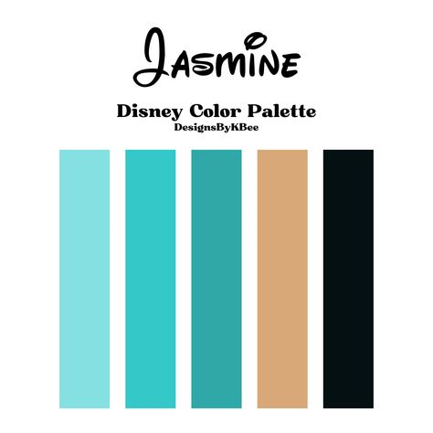 Princess Jasmine Color Palette, Disney Princess Bracelet Colors, Aladdin Color Palette, Disney Princess Colors Palette, Disney Color Combos, Disney Color Palette Character Design, Disney Character Color Schemes, Disney Colour Palette, Jasmine Color Palette