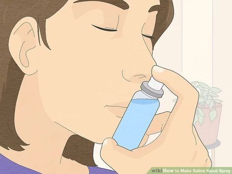 3 Ways to Make Saline Nasal Spray - wikiHow Nasal Saline Spray, Saline Nasal Spray, Sinus Congestion, Nasal Spray, Stuffy Nose, Nasal Congestion, Runny Nose, Hormonal Changes, Spray Can