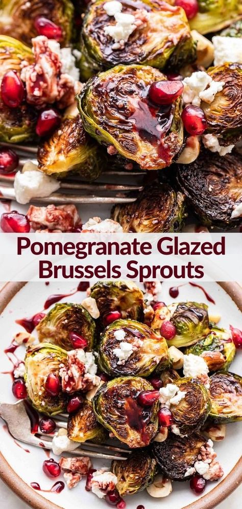 Roasted Brussel Sprouts With Goat Cheese And Pomegranate, Stuffing With Pomegranate, Roasted Brussel Sprouts With Pomegranate Seeds, Pomegranate Meat Recipes, Roasted Brussel Sprouts With Bacon And Pomegranate, Brussel Sprout Recipes With Pomegranate, Brussel Sprout Pomegranate Recipes, Fall Pomegranate Recipes, Roasted Vegetables With Pomegranate