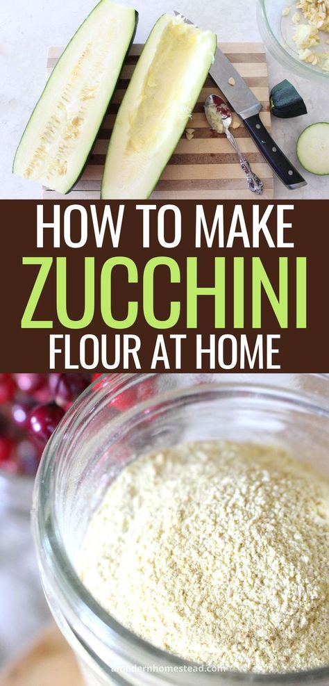 finished squash flour in a mason jar with text that reads how to make zucchini flour at home