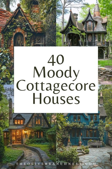 Dive into the enchanting world of Dark Cottagecore Houses, where moody aesthetics meet whimsical exteriors. This board is your ultimate source of inspiration for creating a home that feels like a fairy tale from a bygone era. Explore how the dark, rich tones of cottagecore can transform your space and garden into a magical retreat. From shadowy façades to lush, mysterious gardens, get ready to be inspired by the beauty of darkness infused with the charm of cottage life. Witch Cottage House, Turn Your Home Into A Cottage, Hygge Cottagecore, Magic Cottage Aesthetic, Cottage Core Dark Academia Aesthetic, Woodsy Cottage, Garden Cottage Interior, Magical Spaces, The Dark Aesthetic