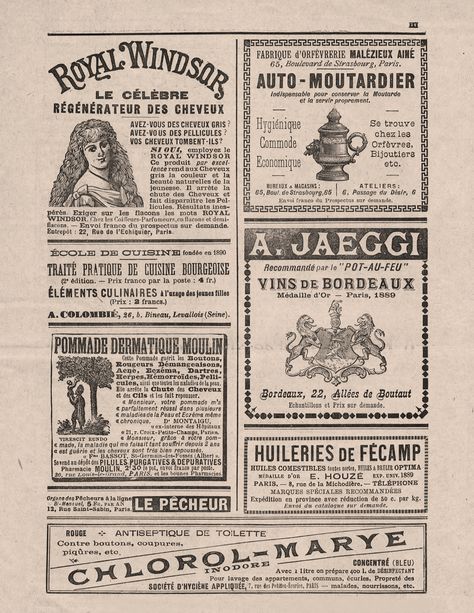 Paris Newspaper Aesthetic, Vintage French Newspaper, Old French Advertisements, Text To Text, 1900s Newspaper, 19th Century Newspaper, French Magazine, Retro Graphic Design, Vintage Newspaper