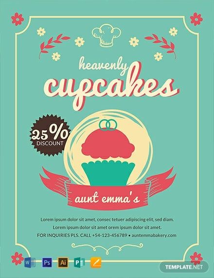 Instantly Download Free Cupcake Bakery Flyer Template, Sample & Example in Microsoft Word (DOC), Adobe Photoshop (PSD), Apple Pages, Microsoft Publisher, Adobe Illustrator (AI) Format. Available in (US) 8.5x11 inches + Bleed. Quickly Customize. Easily Editable & Printable. Cute Flyers, Bakery Flyer, Bake Sale Flyer, Rubric Template, Free Psd Flyer Templates, Report Card Template, Event Advertising, Flyer Free, Free Psd Flyer