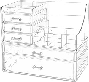 Clear Makeup Organizer With Drawers,Stackable Cosmetic Storage Display Case for Vanity,Bathroom Counter or Dresser,Countertop Holder for Lipstick,Brushes,Lotions,Eyeshadow,Nail Polish and Jewelry Baby Drawer Organization, Eyeshadow Nail Polish, Desktop Storage Drawers, Acrylic Drawer Organizer, Cute Desk Organization, Clear Makeup Organizer, Drawers Design, Acrylic Drawers, Clear Makeup