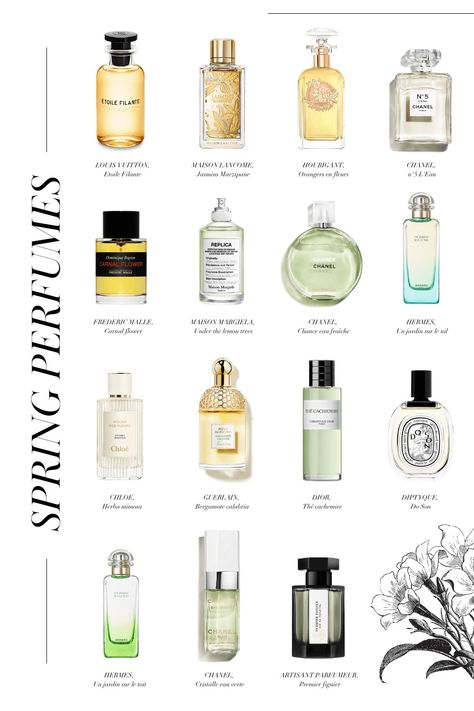 15 French Perfumes That Best Embody The Spirit of Spring Spring Perfume, Perfume Names, Jasmine Perfume, Fragrance Lab, Clean Perfume, Classic Perfumes, Fresh Perfume, Summer Perfume, Fragrances Perfume Woman