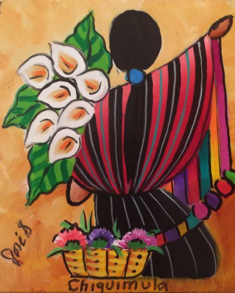 Guatemalan Art Paintings, Mexican Love Art, Mexico Acrylic Painting, Mexican Dancers Art, Hispanic Heritage Month Drawings, Easy Mexican Painting Ideas, Mexican Canvas Painting Ideas, Guatemala Drawings, Mexican Paintings Ideas Easy