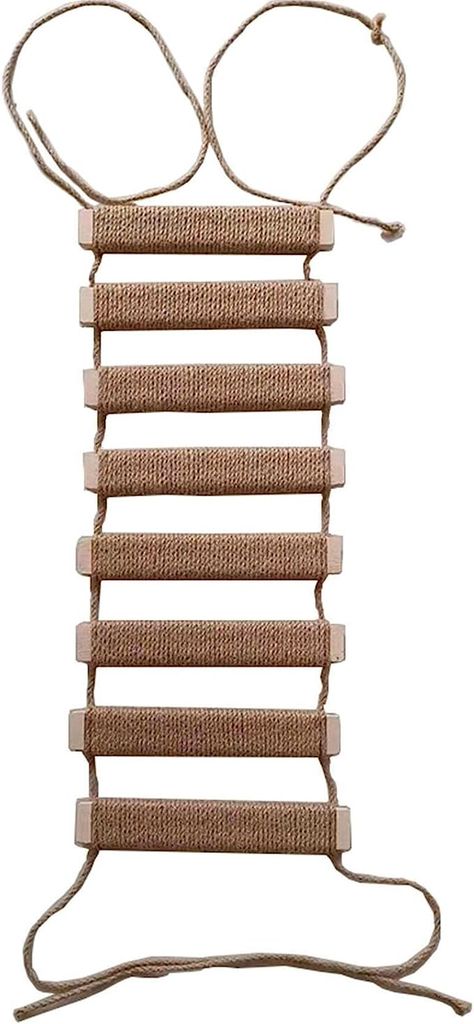 AGRICUE Cat Climbing Frame Outdoor Cat Tree Wall Climbing Bridge Climbing Rope Ladder for Cat Pets Climbing Frame for Wall Cat Wall Furniture Hemp Rope 20 inch Ladder Cat Climbing Rope, Cat Tree Wall, Outdoor Cat Tree, Diy Cat Shelves, Cat Bridge, Cat Ramp, Cat Climbing Tower, Cat Climbing Wall, Hanging Ladder