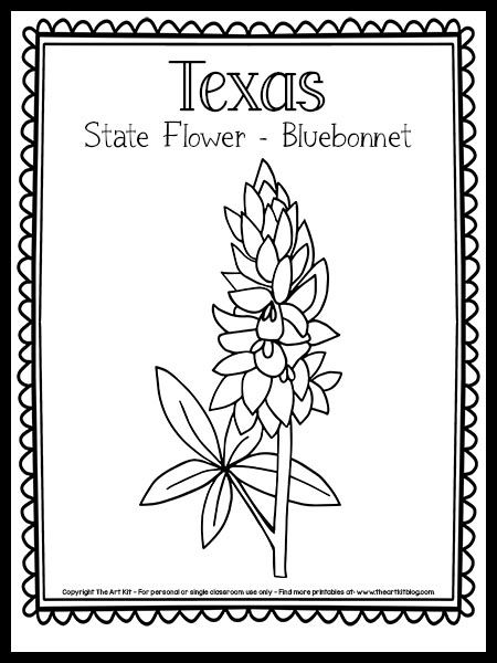 Texas Coloring Page - State Flower: The Bluebonnet {Free Printable} - The Art Kit Texas Crafts Preschool, Texas Art Preschool, Texas Crafts For Kids, Texas Week Preschool, Bluebonnet Art Preschool, Texas Preschool Theme, Bluebonnet Craft Preschool, Texas Theme Preschool Activities, Texas Activities For Preschool