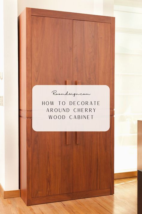 Learn step by step how to decorate around cherry wood cabinet. Cherry Wood Mood Board, Cherry Wood Furniture Bedroom, Paint Color Ideas For Kitchen, Color Ideas For Kitchen, Wall Paint Color Ideas, Kitchen With Cherry Cabinets, Best Wall Colors, Cherry Wood Cabinets, Wall Paint Color