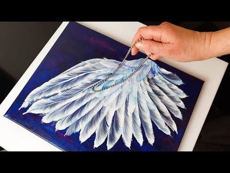 Painting Angel Wings, Feather Art Projects, Angel Wing Crafts, Angel Wings Painting, Diy Angel Wings, Watercolor Angel, Angel Wings Art, Acrylic Painting Diy, Feather Angel Wings