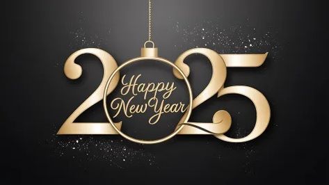 Free Festive 2025 New Year Image Art 2025 New Year Design, Happy New Year 2025 Design, Happy New Year 2024 Images, Happy New Year Lettering, New Year Image, Black And Blue Background, Green And Black Background, Blue Christmas Background, Happy New Year Hd